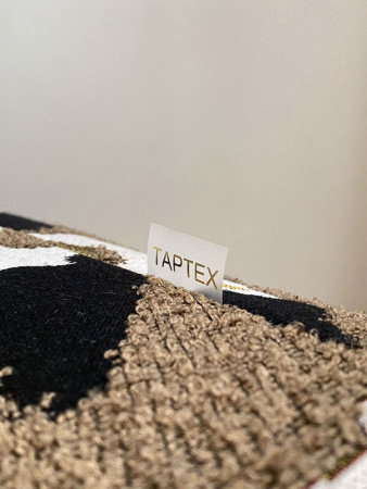 Круглый пуфик из гобелена Клевер Каштан, съемный чехол | TAPTEX.RU